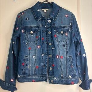 Women's Star Embroidered Denim Jacket Jean jacket size small NWT